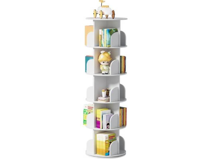 Bibliothèque rotative à 5 niveaux blanche ybaymy