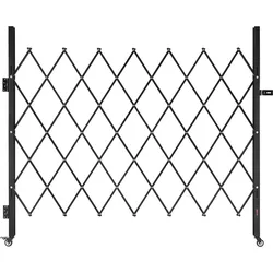 VEVOR Sicherheitstor (Einzel) abschließbares klappbares Scherentor mit 360°-Lenkrollen, einziehbare Stahltore Outdoor, für Eingangssicherheit Garage Lager, Falttor 180 x 161 cm (B x H) Schwarz