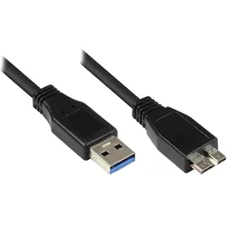 Exsys Anschlusskabel USB 3.0 Stecker A an Stecker Micro B, 2m, schwarz (2 m, USB 3.2 Gen 1), USB Kabel