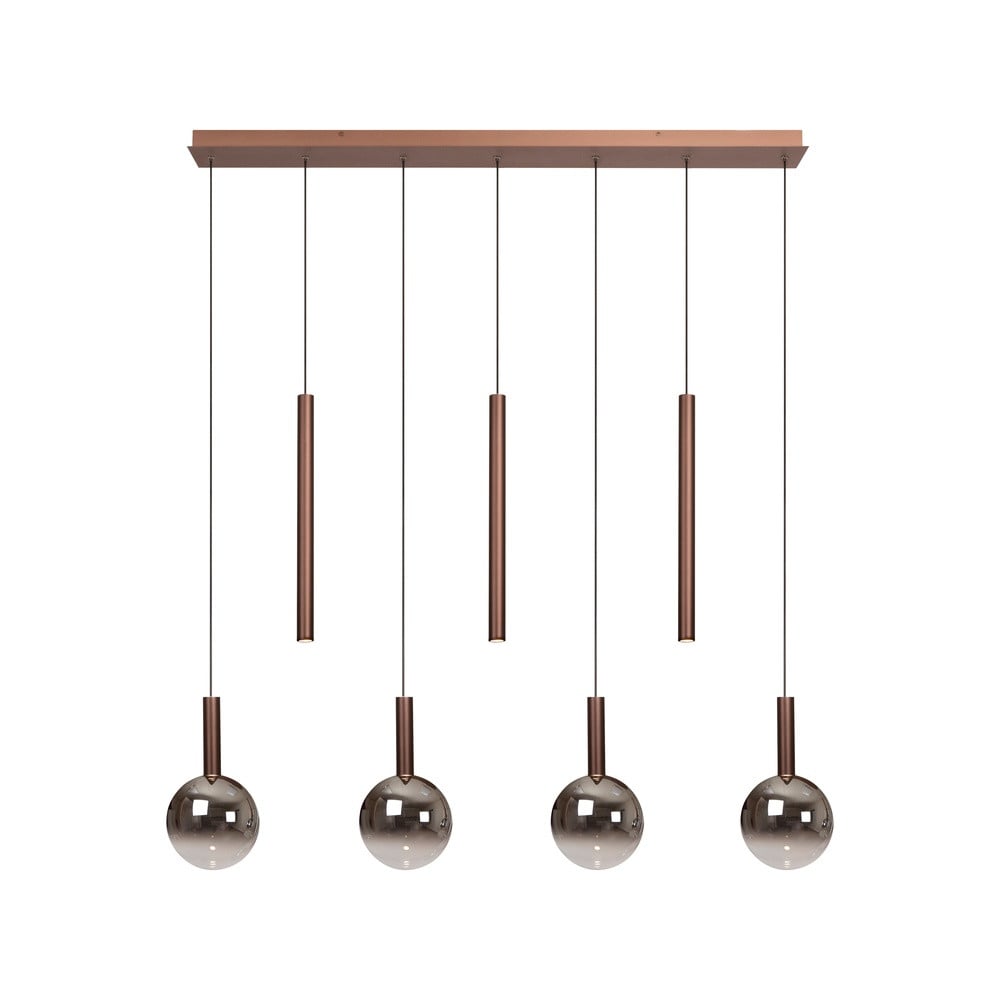 Premium by Lucide Design hanglamp Jasmine koper 7-lichts met transparante glazen bollen