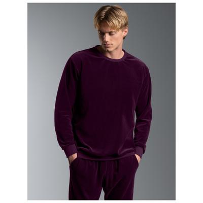 Sweatshirt TRIGEMA "TRIGEMA Nicki-Shirt", Herren, Gr. L, aubergine, Nicki, 80% Baumwolle, 20% Polyester, lang, Rundhals, Sweatshirts Sweatshirt