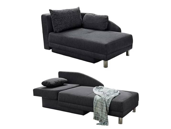 luma-Home 15121/ Récamiere mit Schlaffunktion & Bettkasten, Anthrazit