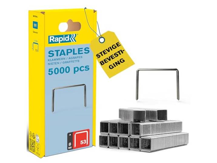 Rapid tackernieten No. 53, 8 mm, 5.000 stuks fijndraadnieten