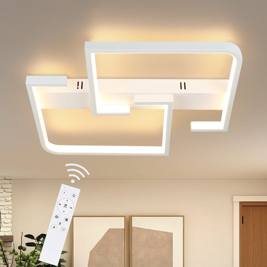 Metro Led Ceiling Light Dimmable White Metal Square 1-Bulb Adya 5cm H X 37cm W X 42cm D