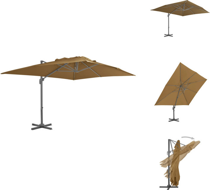 vidaXL Ampelschirm mit Aluminium-Mast Taupe 400 x 300 cm - Sonnenschirme & Sonnenschutze