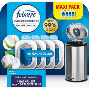 Febreze Raumduft Mülleimer-Erfrischer, Nachfüller, Duftspender, 4 Stück à 4,88 ml, Reine Frische