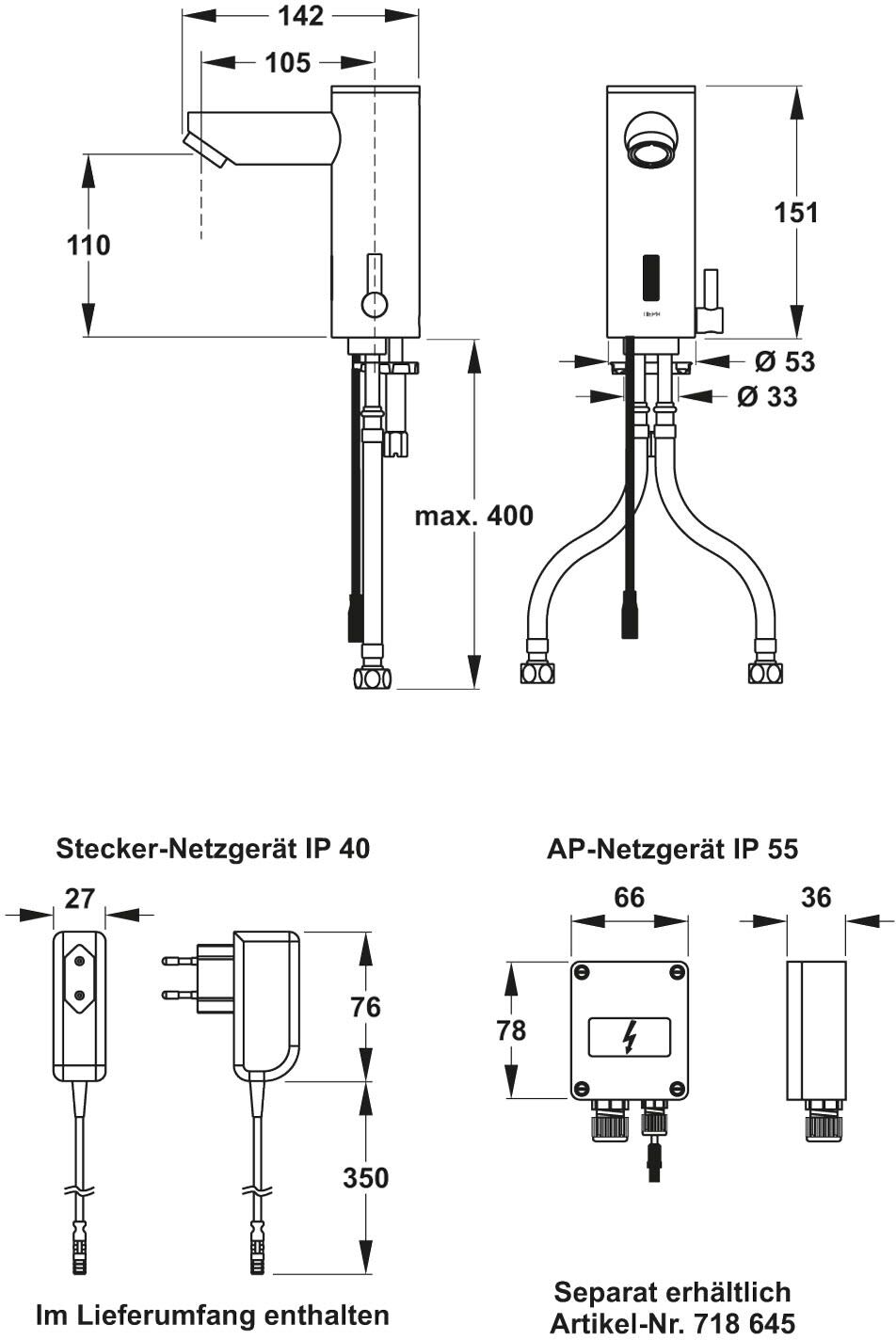 MEPA Sanicontrol WT-Armatur Saniline Style KW/WW Netz