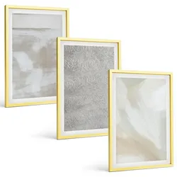 BILDER SET 3er Set - 40x60 cm Goldrahmen - Abstraktes modernes Design