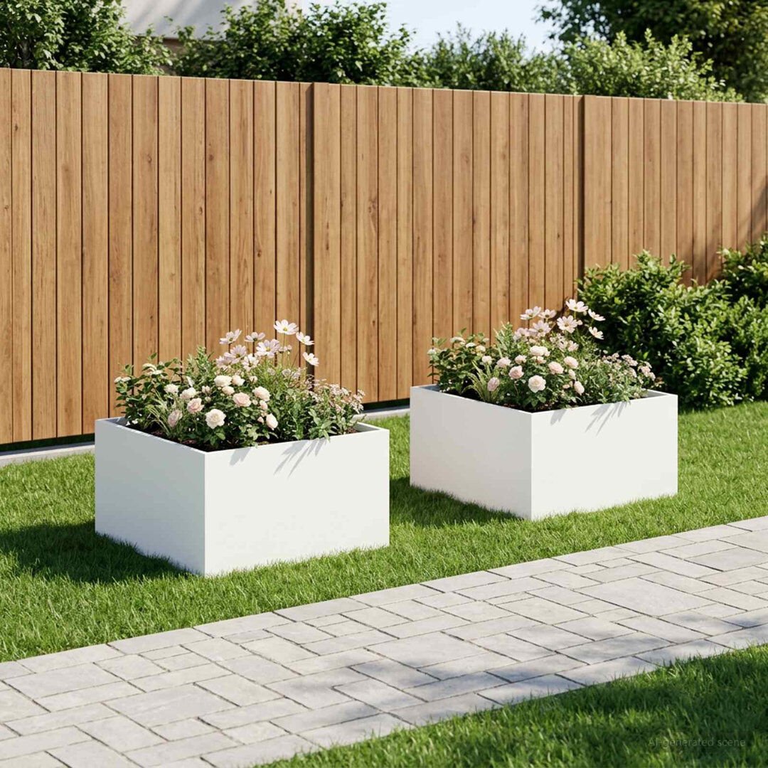 Borough Wharf Planter White 40cm H x 100cm W x 100cm D
