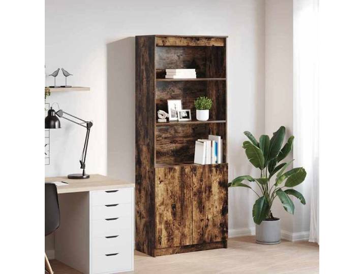 FAF-NEUF* Buffet haut - chêne fumé - Vaisselier/Cabinet salon 70x35x180 cm bois d'ingénierie JUIN98699402