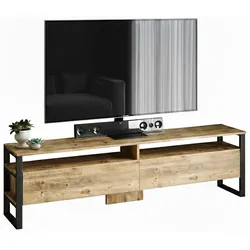 Dmora Fernsehschrank Dpirozz, Ständer für Wohnzimmerfernseher, Niedriges Wohnzimmer-Sideboard, TV-Ständerbasis, 180x36h56 cm, Eiche