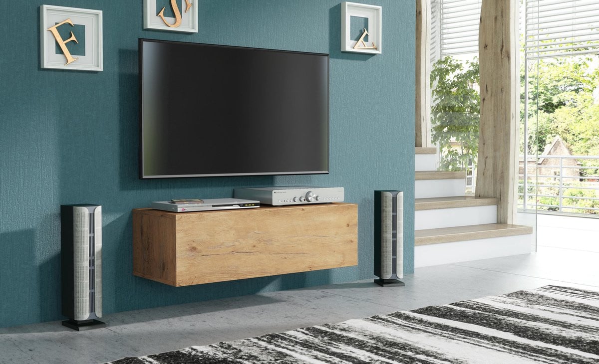 Pro-meubels Tunis Zwevend Tv-meubel - Eiken - Breedte: 100 cm