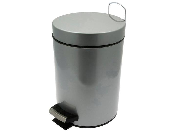 Kosmetikeimer ADOB Abfallbehälter , grau, H:24,5cm Ø:17cm, Metall, Mülleimer, Kosmetikeimer
