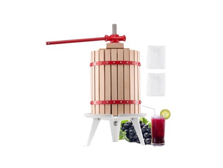 VEVOR Pressoir à Fruits Manuel 18 L\, Presse à Vin Panier en Bois Massif avec 8 Blocs\, Extraction de Jus Efficace\, Presse à Jus\, Huile d'olive\, Raisin\, Cidre de Pomme pour la Cuisine et la Maison