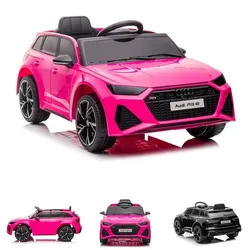 ES-Toys Kinder Elektrofahrzeug Audi RS6 lizenziert Kunstledersitz EVA-Reifen MP3 pink