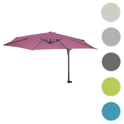 Wandschirm Casoria, Ampelschirm Balkonschirm Sonnenschirm, 3m neigbar, Polyester Alu/Stahl 9kg ~ lavendel-rot