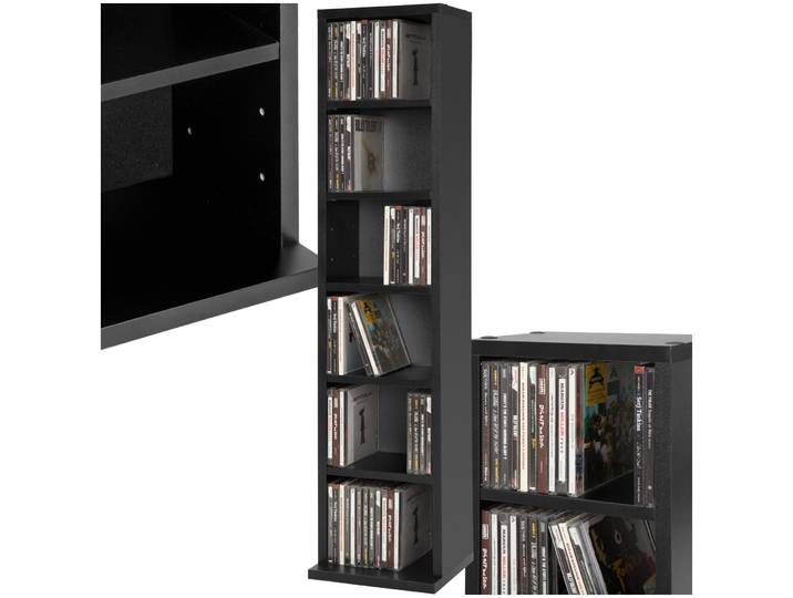 Étagère Colonne Meuble de Rangement 6 compartiments 90x21x20cm - noir