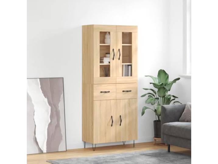 Highboard Sonoma-Eiche 69,5x34x180 cm Holzwerkstoff Stauraum Metallfüße Stilvolles Design, viel Stauraum, robuste Holzwerkstoff-Konstruktion, stabile Metallfüße, vielseitig einsetzbar