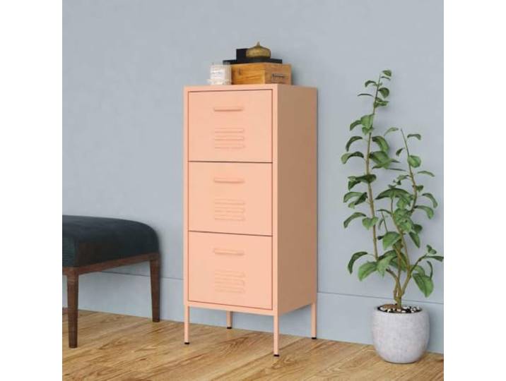 HPUYRFG Lagerschrank Rosa 42,5x35x101,5 cm Stahl Schubladen Stahlkonstruktion, Nivellierer, voll ausziehbare Schubladen, kugelgelagerte Schienen, kompaktes Design