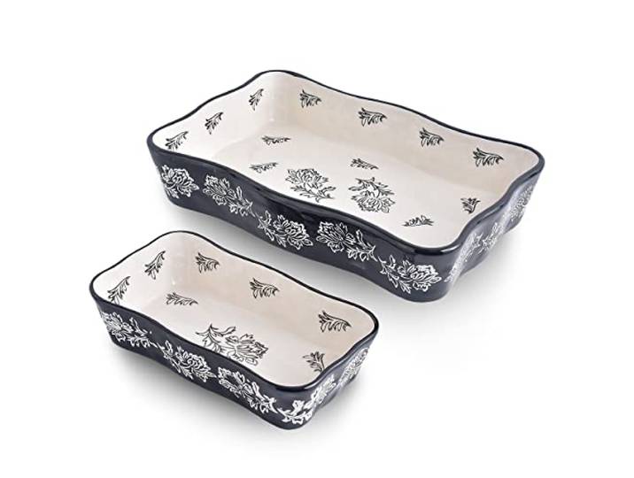 Wisenvoy Auflaufform Keramik Backformen Sets Lasagneform 2 Stück Auflaufform Backformen Schwarz Backset