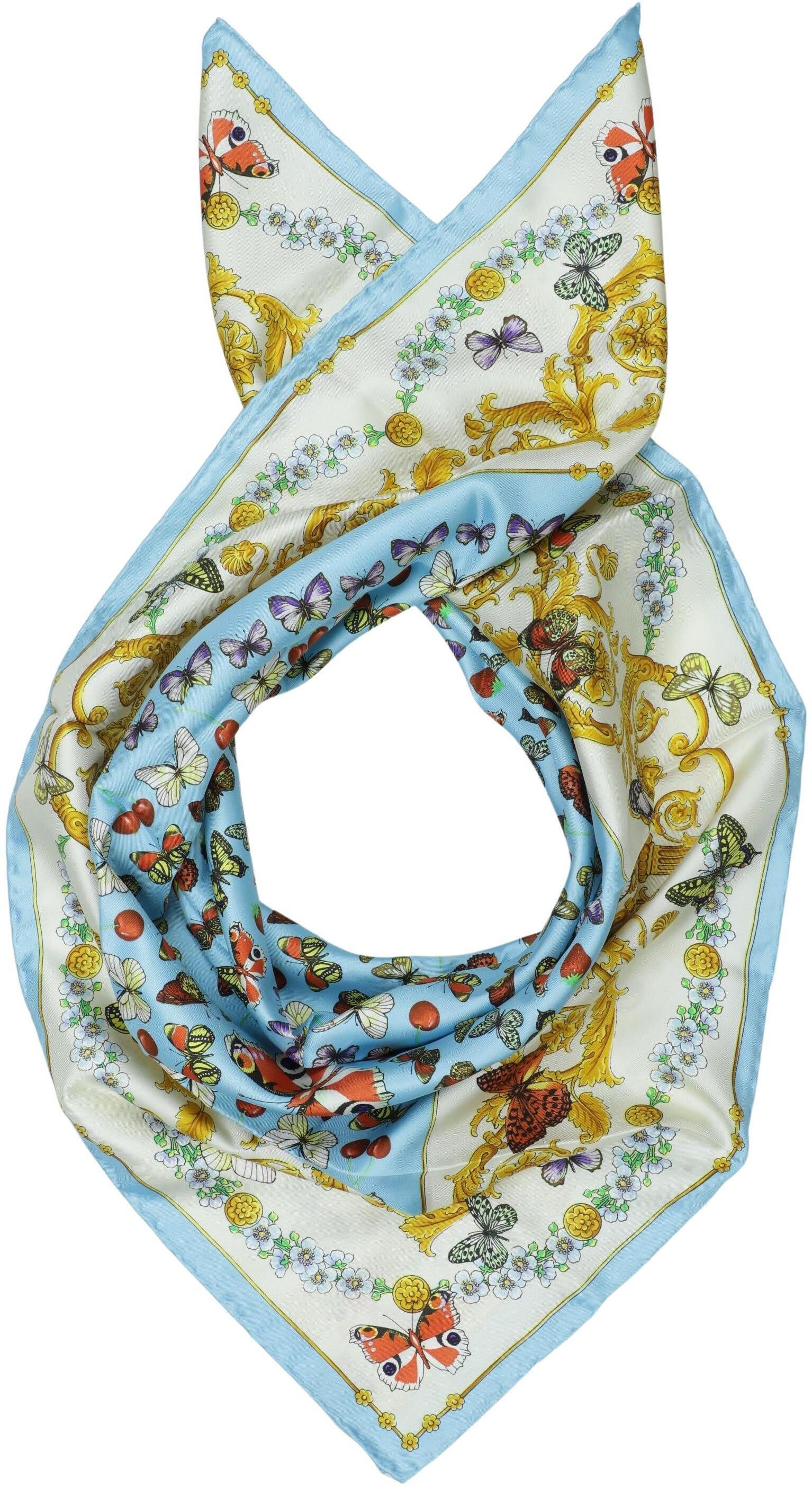Versace Damen Schal oder Tuch, Hellblau, Seide - Second Hand
