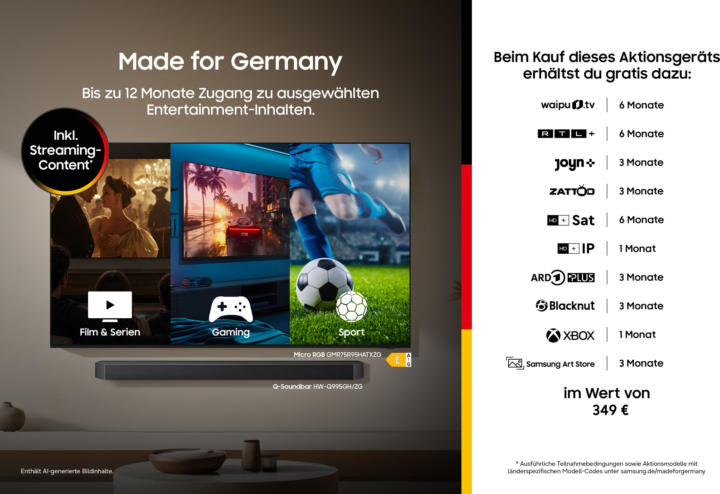 Samsung Mini-LED-Fernseher "GU85M80HAU", Energieeffizienz: D, schwarz, 85 ″, Fernseher, Mini-LED HDR, Motion Xcelerator 144 Hz, AI Fußballmodus, Dynamik Sound, Mini-LED-Fernseher