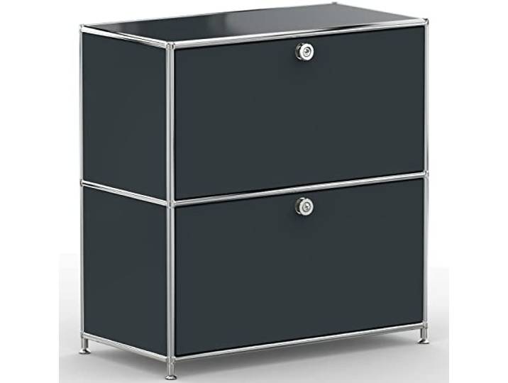 SYSTEM8X Sideboard 02001 Anthrazitgrau 77x40x80cm - Modernes Chrom Design mit 2 Klappen, Stellfüße - Für Wohnzimmer, Büro, Praxis
