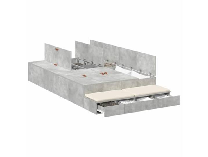 KTHLBRH Bett mit Stauraum, Zementgrau, 120 cm, mit 4 Schubladen Mehrschichtholz, 226,5 x 120 x 31,5 cm, max. 200 kg, für Matratze 120 x 190 cm
