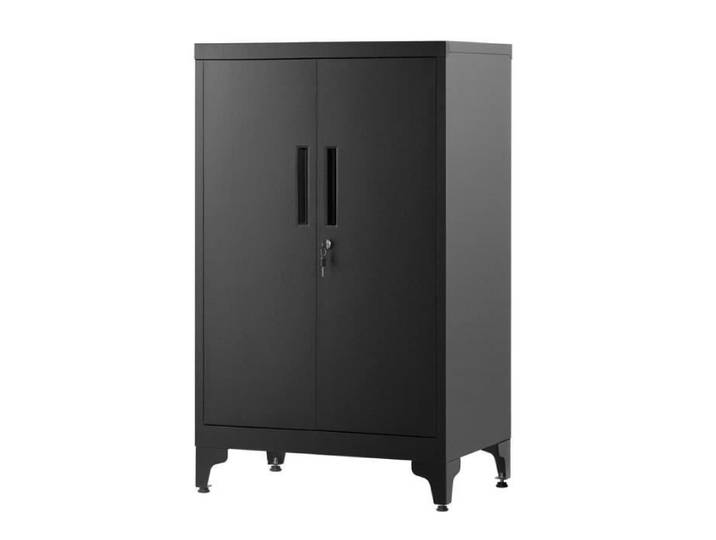 Armoire de Bureau à 2 Portes - SONGMICS - Verrouillable - en Acier - Noir d'encre