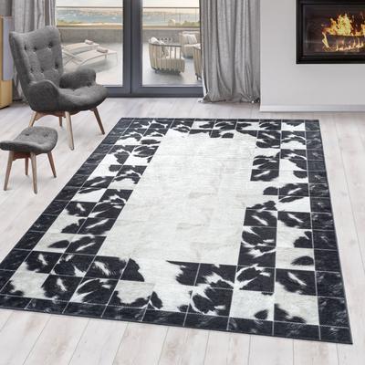 Teppich AYYILDIZ TEPPICHE "FIESTA 4307, auch als Läufer", schwarz, B:140cm H:6mm L:200cm, Polyester, Teppiche, Teppich, Pflegeleichtes Flachgewebe/ Moderner Fell Look/ Tierfell Optik