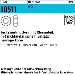 Sechskantmutter ISO 10511 m.Klemmteil M 30 A 2 10 Stück