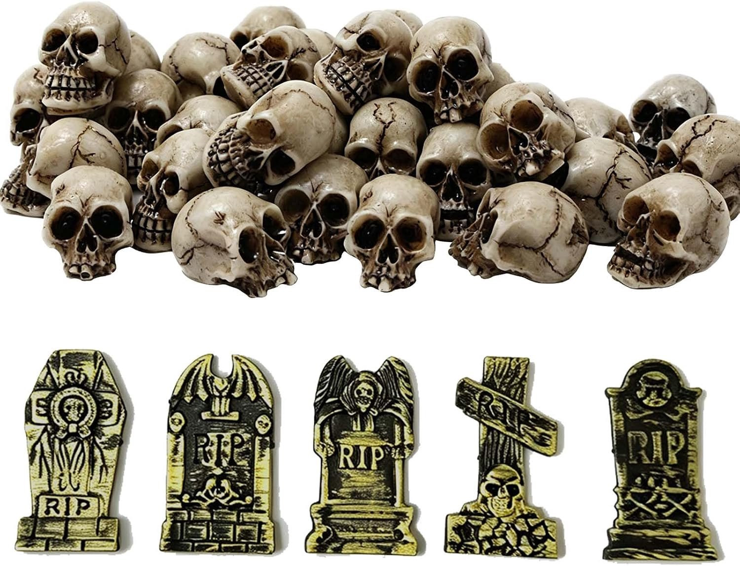 Vemera Mini Skulls 20 stuks - Realistische kunsthars schedel ornamenten voor Halloween decoratie