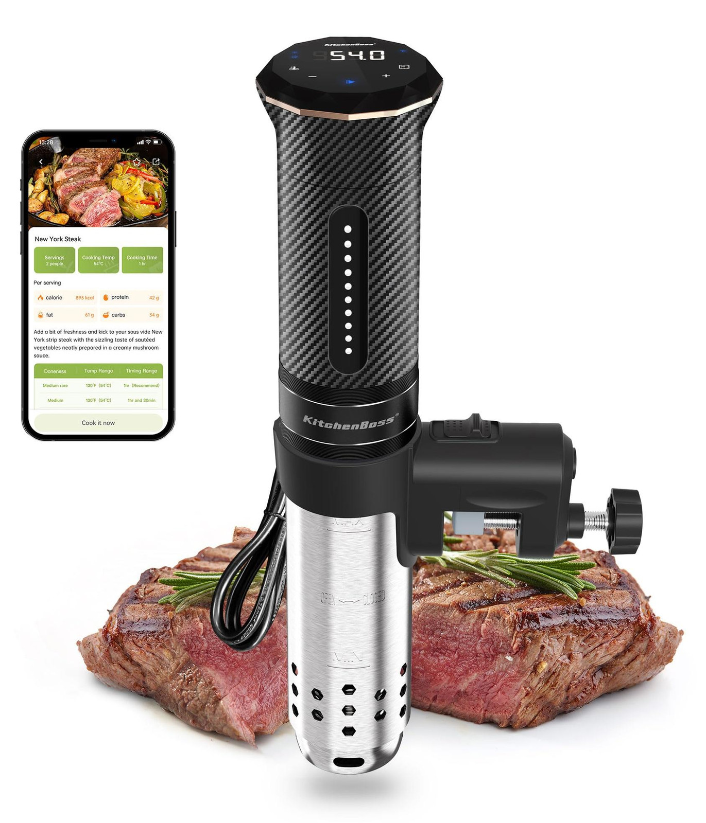 KitchenBoss Sous Vide Garer Stick WiFi: Sous Vide kookstaaf met WiFi en precisiekoker