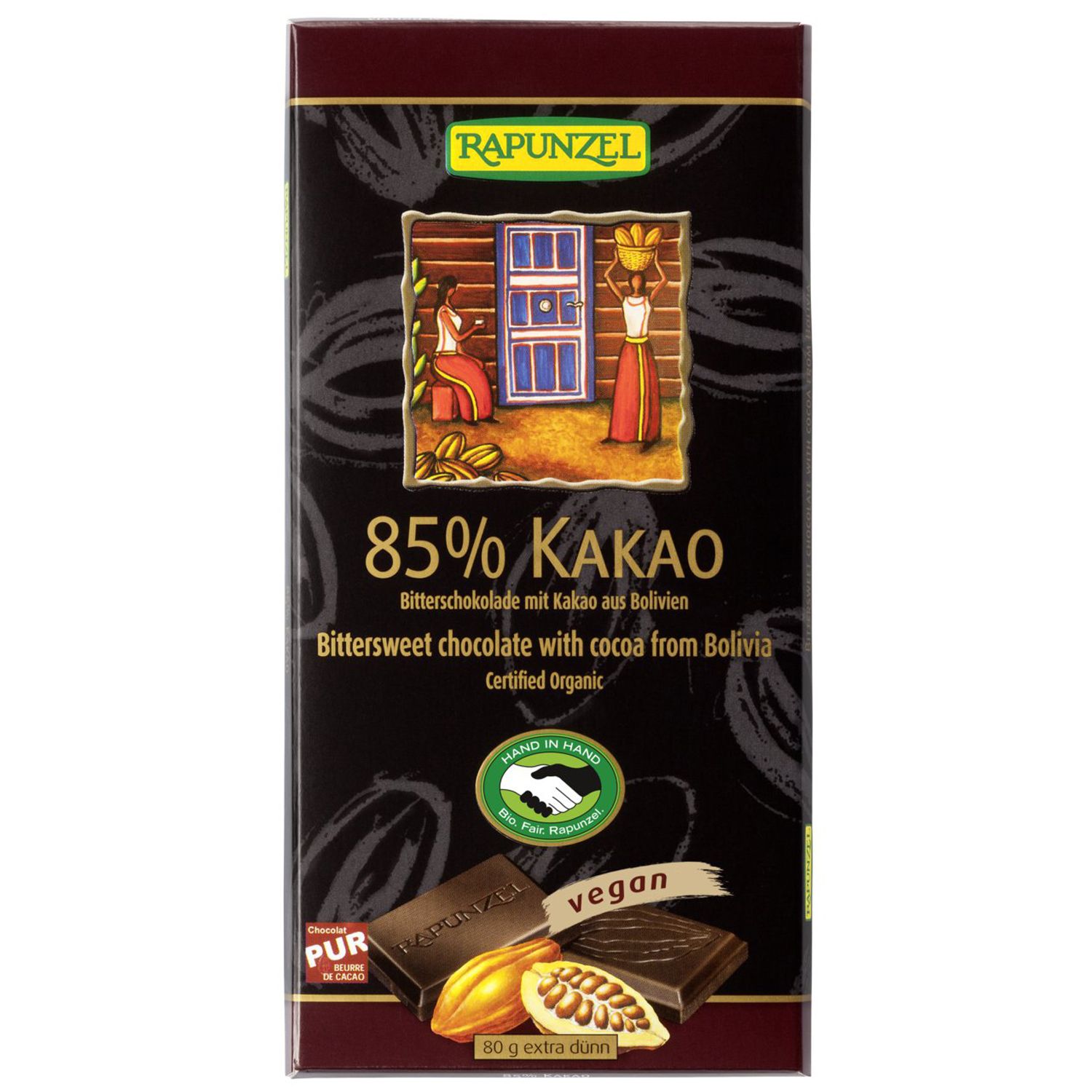 Rapunzel Bio 85 % Kakao Bitterschokolade 80 g Schokolade