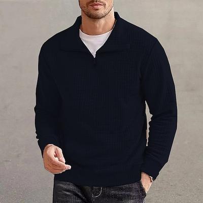 Herren Sweatshirt Waffel-Sweatshirt Pullover Viertelreißverschluss Sweatshirt Schwarz Weiß Wein Marineblau Grün Stehkragen Einfach Sport Outdoor Täglich Ferien Streetwear Lässig sportlich Frühling