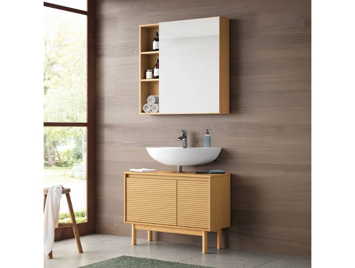 Badezimmerset 2-teilig Kombi A 83 x 35cm Braun/Pinie Natur