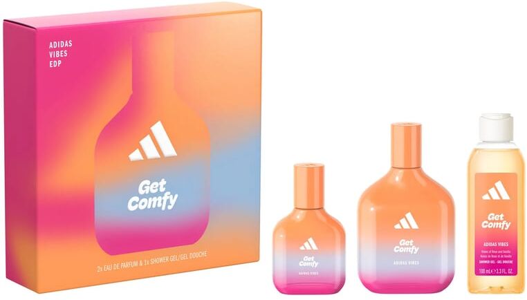 Adidas Obtenha Comfy Vibes EDP 100 ml + EDP 30 ml + Gel de Banho 100 ml Lote