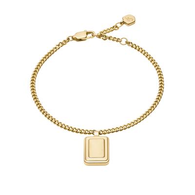 Armband FOSSIL "Schmuck Geschenk Edelstahl RAQUEL", gold (gelbgoldfarben), Armbänder, Damen, 19cm, Edelstahl, Armband
