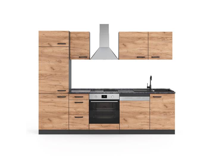 Ligne cuisine sans plan travail armoire haute chêne doré 27 270x81.6cm