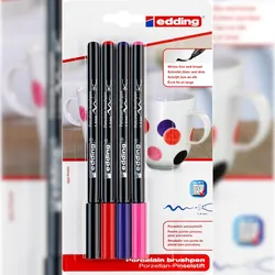 edding 4200 Porzellanpinselstift Standardfarben (4er Blister)