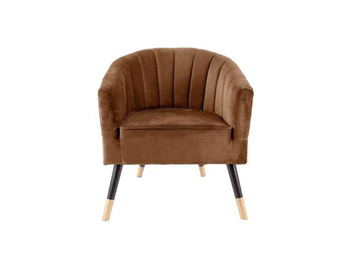 Present Time - Fauteuil Royal effet velours - 1 place - Chocolat gourmand
