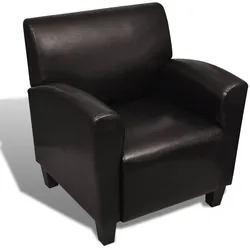 Helloshop26 - Sessel Lounge-Sessel Clubsessel Sofa Wohnzimmer dunkelbraunes Kunstleder
