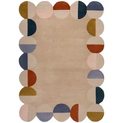KADIMA DESIGN Teppich aus Wolle | Moderner Läufer mit Jakobsmuschel-Rahmen Muster | 200x290cm