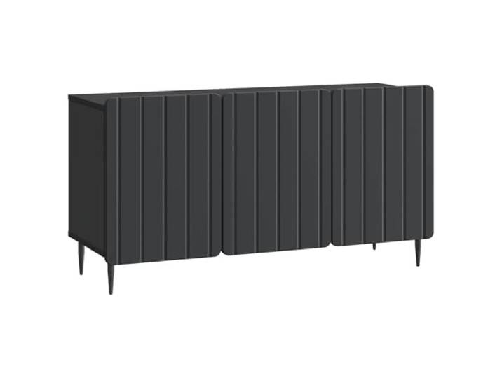 KTHLBRH TV-Schrank 99 x 34,5 x 52 cm Schwarz Holz Engineered Stahl 90° schwenkbare Flügeltüren, Stahlbeine, Tragkraft 60 kg, Gewicht 18,61 kg, großer Innenraum, Reinigung mit Tuch
