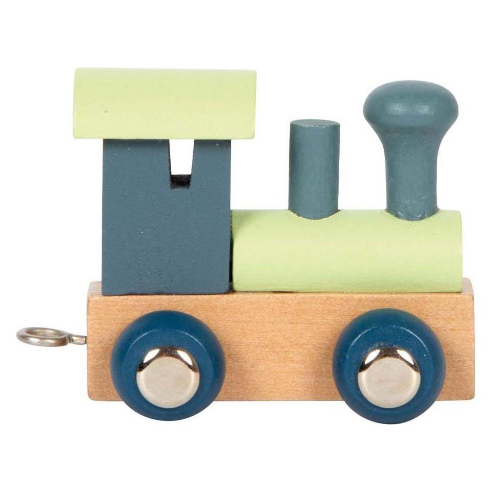 small foot - Holzbuchstabenzug Polar - Lokomotive Blau Grün - 12 Stück (62116001)