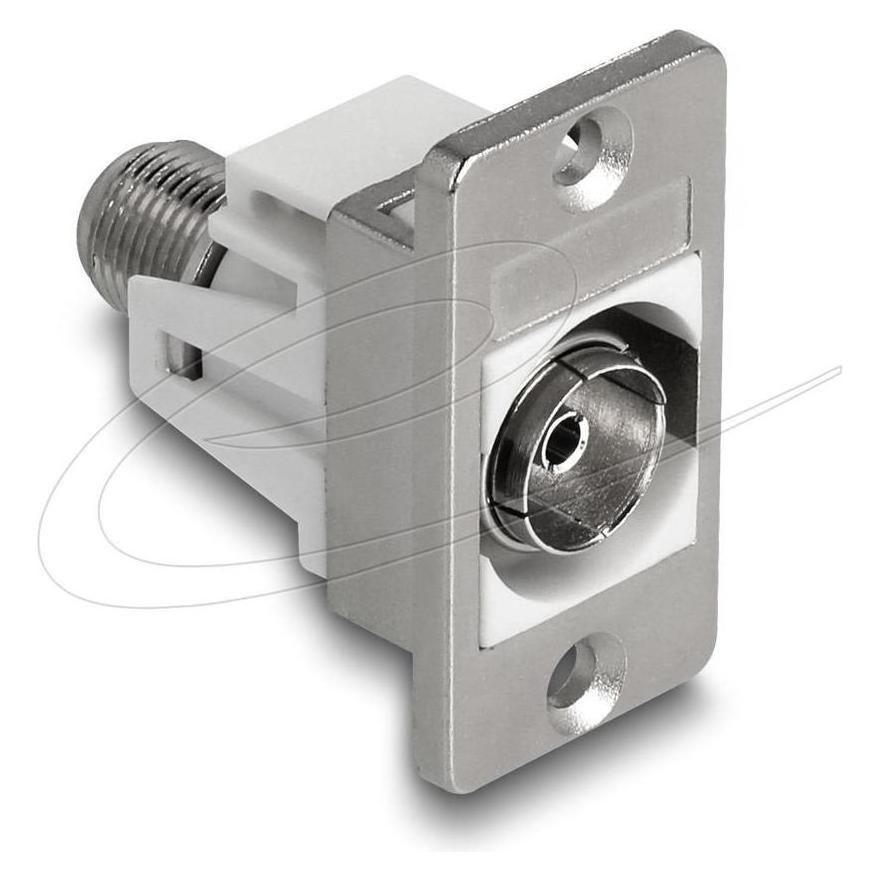 Delock Panel Mount IEC Buchse zu F Buchse silber / weiss (90882)