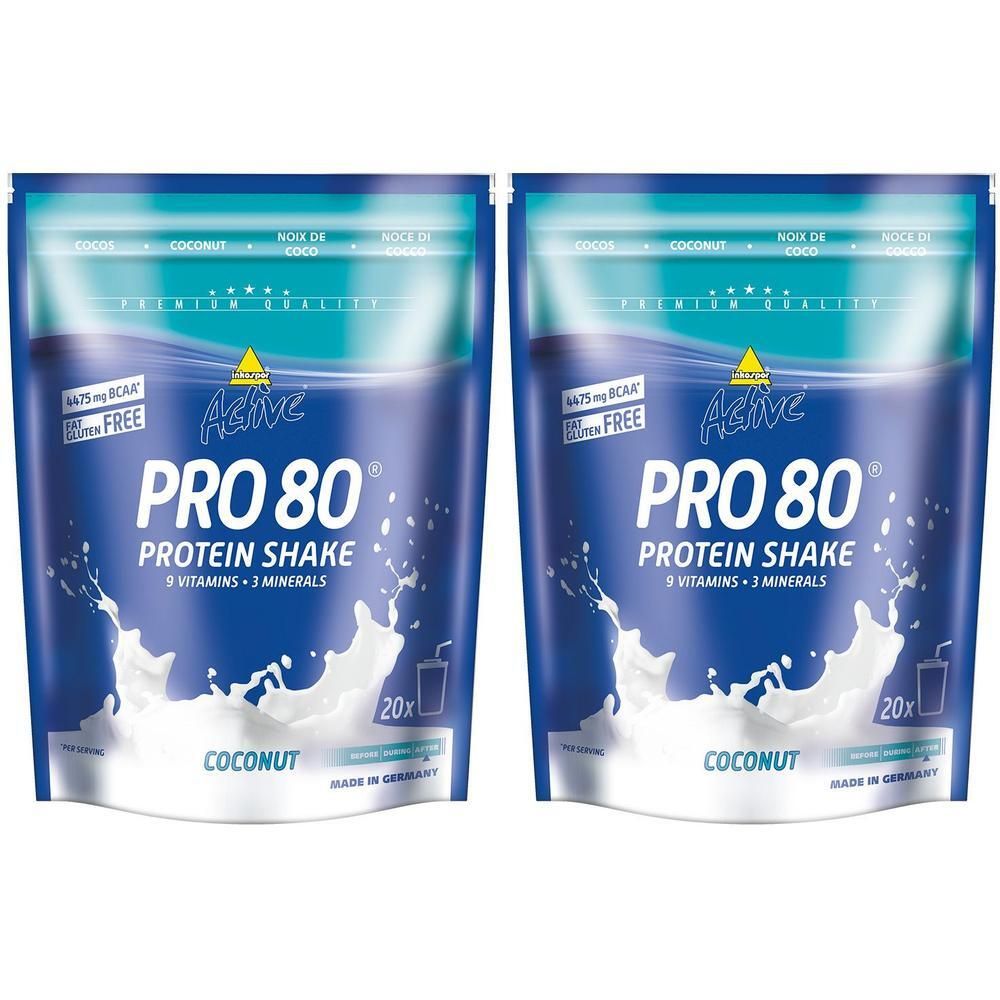 Inkospor Active Pro 80, Kokosnuss, Pulver 2x 2x500 g