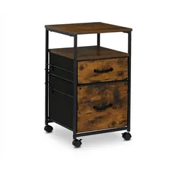 Relaxdays Rollcontainer, 2 Schubladen, Hängeregister, Industrial-Design, HBT: 68x40x40 cm, Aktenschrank, braun/schwarz