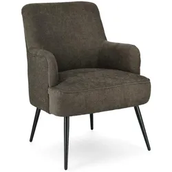 Sessel Ernestine aus Stoff, modernes Design, dunkelbraun, Metallgestell, komfortable Polsterung
