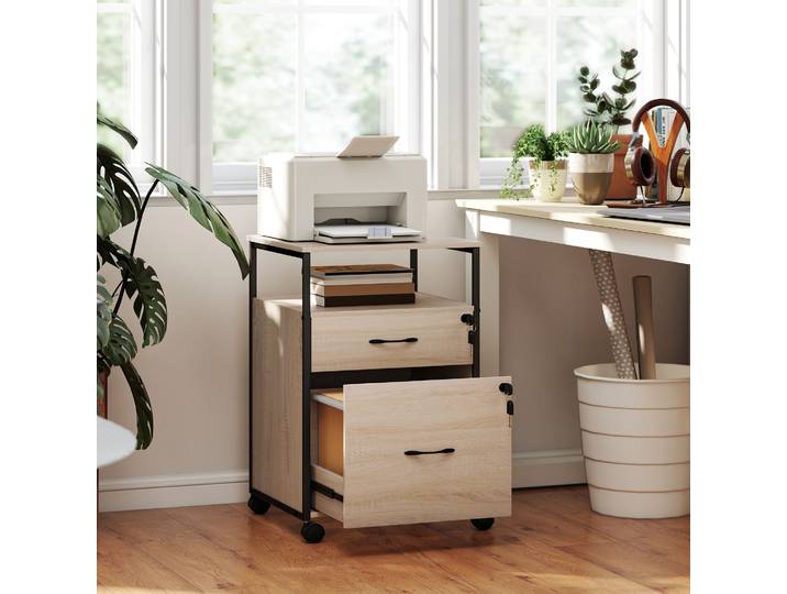 Vinsetto Caisson Bureau 2 Tiroirs Roulettes Format A4 Bois